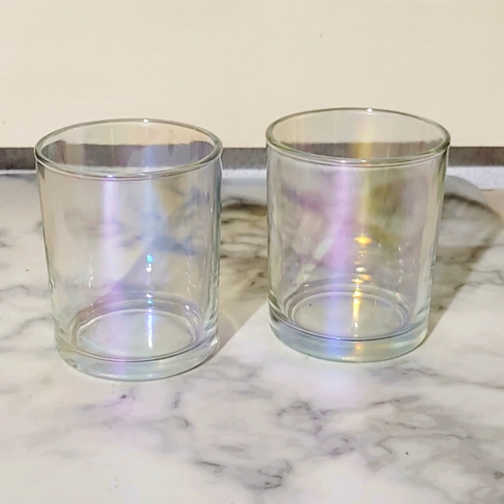 Clear Iridescent Candle Holders